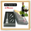 Stylish Red Wine Bottle Opener Cork Remover Easy Air Pump Pressure Corkscrew Tools 4PC Sets ► Photo 2/6