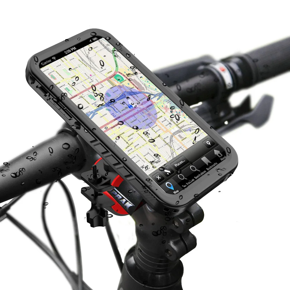 

Waterproof Case Bike Phone Holder for iPhone xs max, XR, 6, 7, 8 Plus Screen Protector Bracket Sports Bicycle Mount Phone Holder