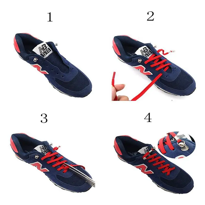 1 Pair No Tie Shoe laces Flat Elastic Shoelaces Metal Buckle Quick Safety Shoelace Kids Adult Leisure Sneakers Unisex Lazy laces