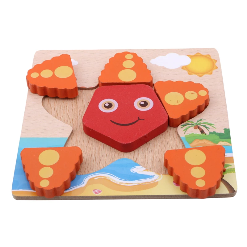 

Baby Montessori Educational Learning Wooden Toys Owl Butterfly Cartoon Animal Puzzles Kids Toys for Children Gift