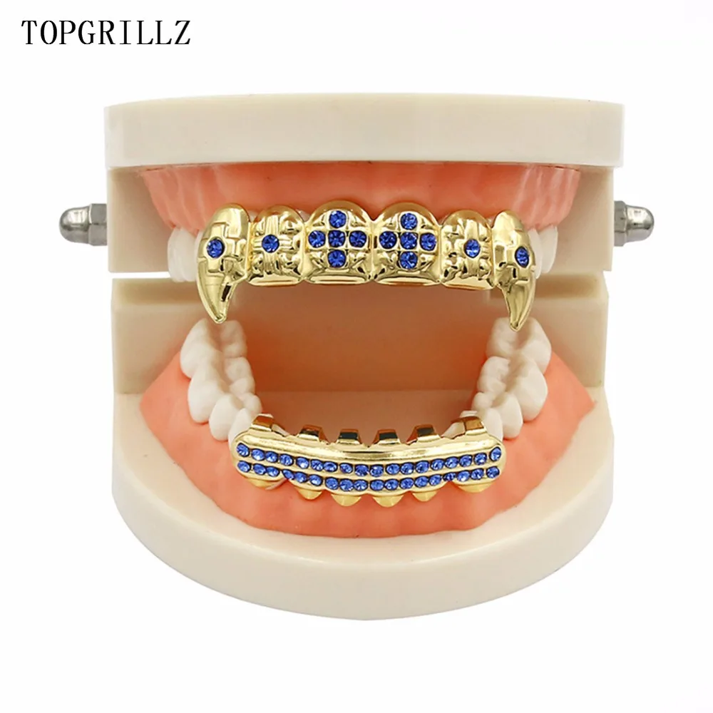 TOPGRILLZ Настоящее розовое золото цвет покрытием ICED OUT CZ зубы GRILLZ крест сверху и снизу зуб шапки Хип Хоп Bling Золотые грили
