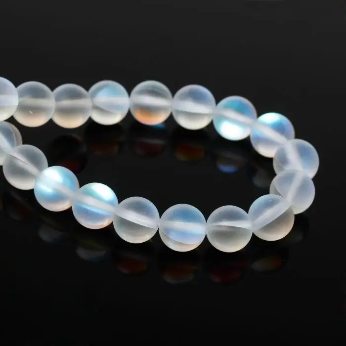 

DoreenBeads Created Moonstone Loose Beads Round White AB Color Frosted About 6mm Dia,39cm,1 Strand(approx 66PCs)