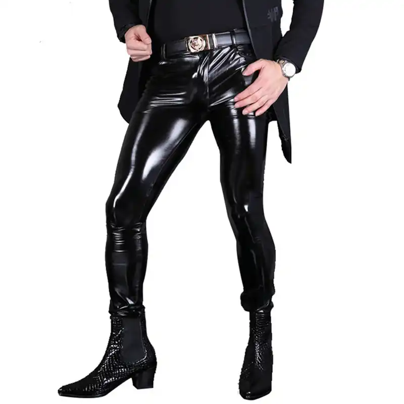 mens skinny pvc trousers