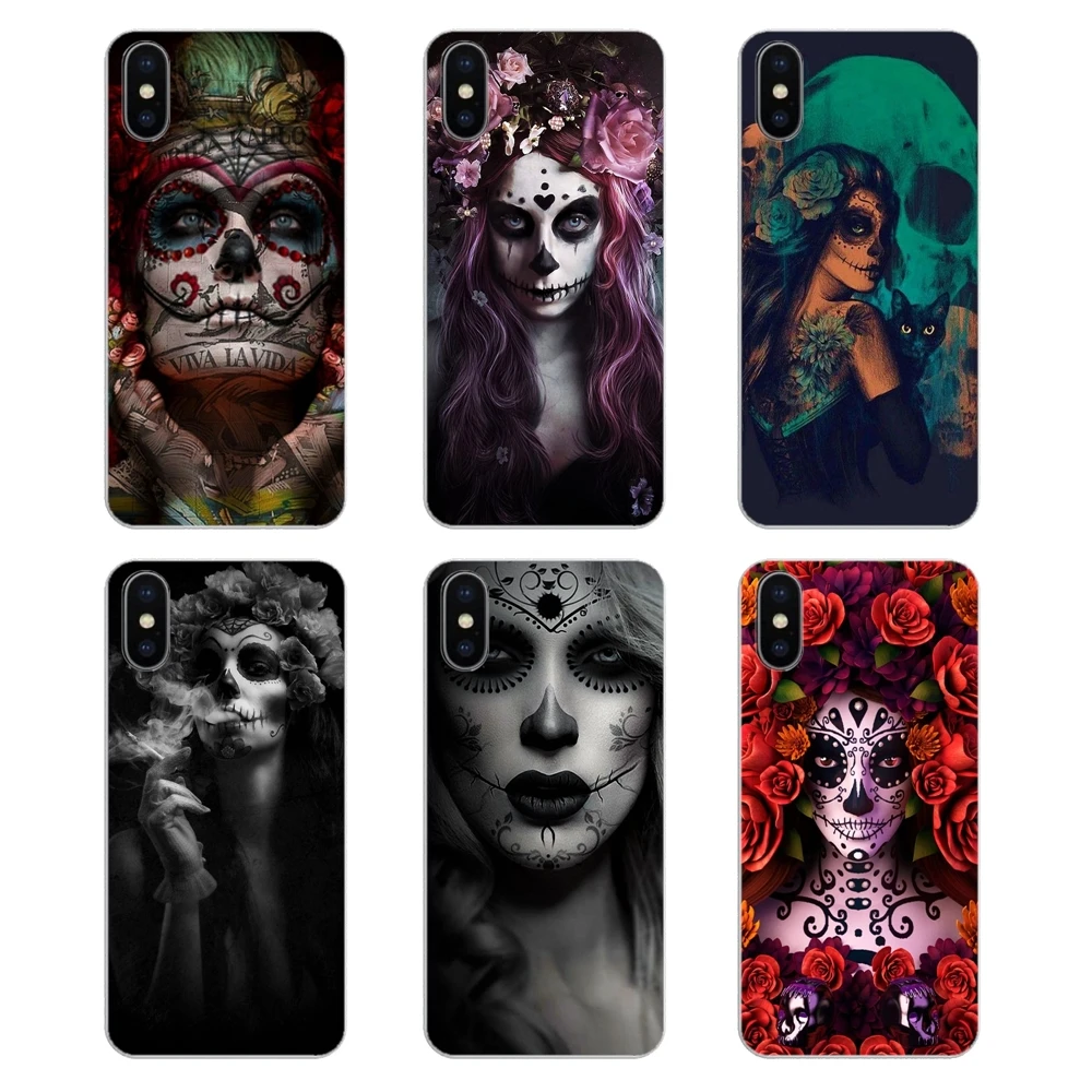 catrina beautiful rose girl Skull Silicone Phone Shell Cover For Apple iPhone 4 4S 5 5S 5C SE 6 6S 7 8 X XR XS Plus MAX |