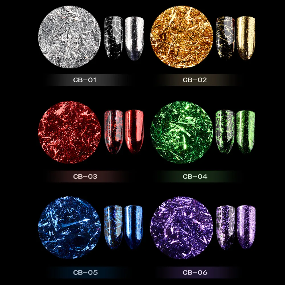 

Aluminum Foil Flakes Magic Mirror Powder Glitter Sequins For Nails Chrome Strip Slice DIY Manicure Nail Art Decorations