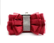 Red Chinese Women s Satin Rhinestone Handbag font b Clutch b font Evening Bag font b