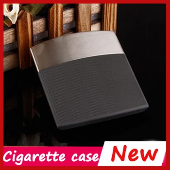 

Holds 10 Cigarettes, Leather Business Black Cigarette Case Box ,Pocket Scale Smoking Metal Automatic Cigarette Box kaloud chicha