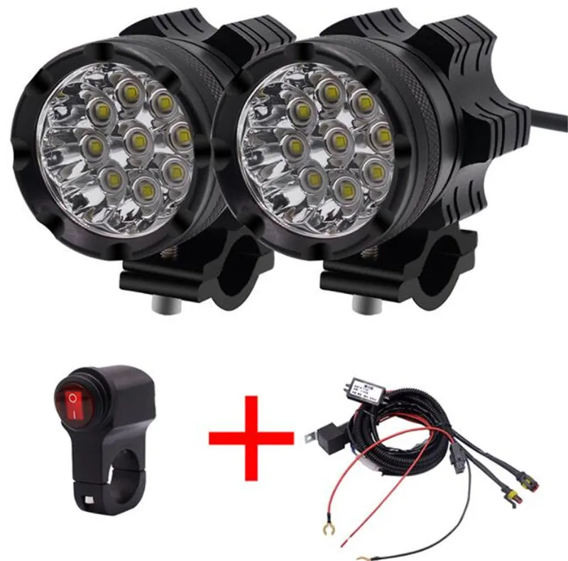 

WUPP 2PCS Universal 9 Chips LED Motorcycle headlights Motorbike 7800 LM Moto Spotlight Waterproof Fog Spot Bulb Super Bright