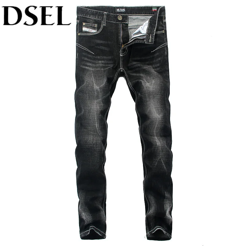 

Black Color Denim Stripe Jeans Mens Pants DSEL Brand Skinny Jeans Elastic Trousers Fashion Street Designer Men Jeans Plus Size