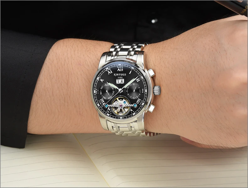 tourbillon relógio automático à prova dwaterproof água