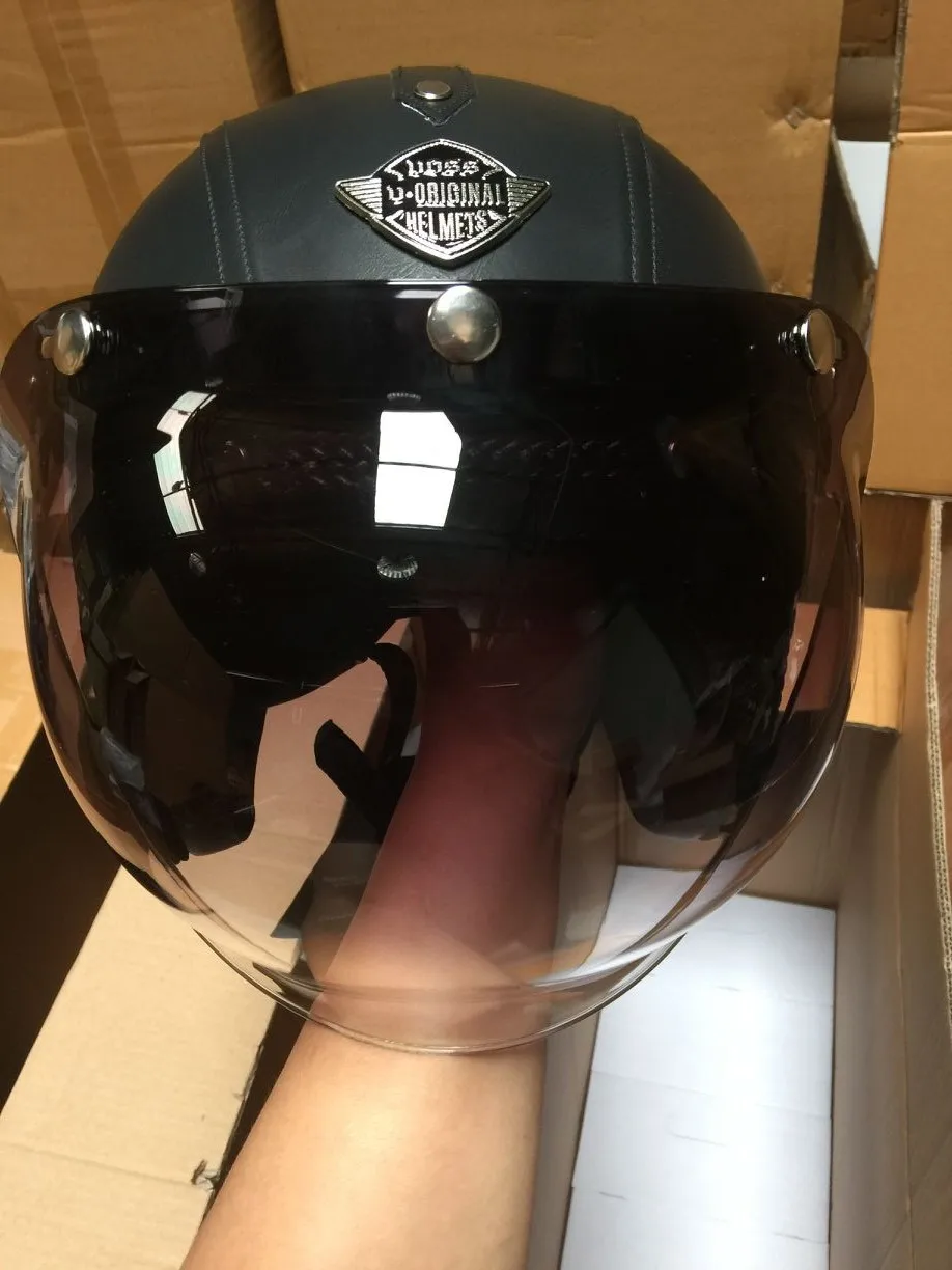 

Hot SEll Motorcycle Open Face Helmet leather ABS Plastic Lens Motorcycle Helmet