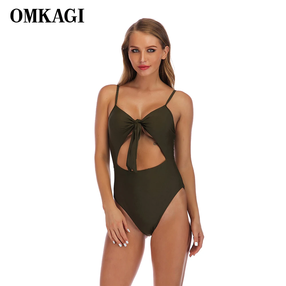 Billige OMKAGI Monokini One Piece Badeanzug Frauen Bademode Maillot De Bain Femme Body Schwimmen Verschmolzen Badeanzug Bademode