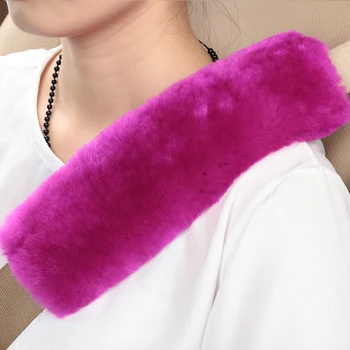 

Genuine Merino Sheepskin Car Seat Safety Belt Pad Cover For Car Accessories Neck Shoulder Strap Cushion Pillow Automobile