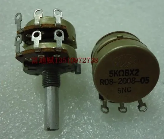 

[VK] JAPAN ALPS volume potentiometer 24 type R08-2008 R08-2008-05 double B5K b5kx2 25MM round shaft switch