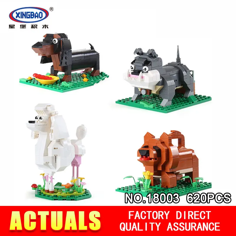 

XingBao 18003 620Pcs Genuine Cute Puppy The Four Puppy in One Set Model Building Blocks Bricks Toys Model For Children