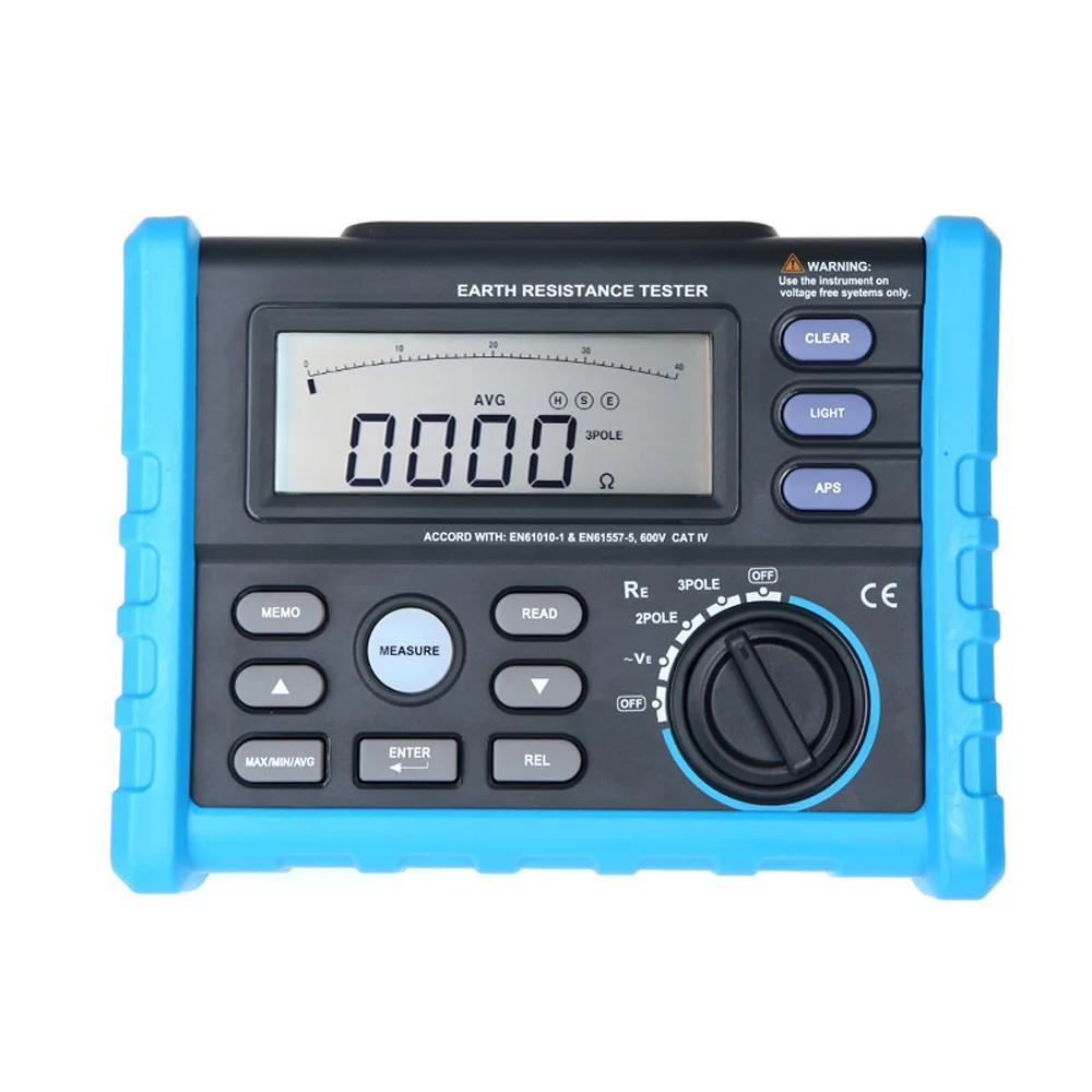 

Earth Resistance Ground Resistance Ground AC Voltage Measurement Digital Earth Resistance Meter 2/3pole Modes 0V~200V