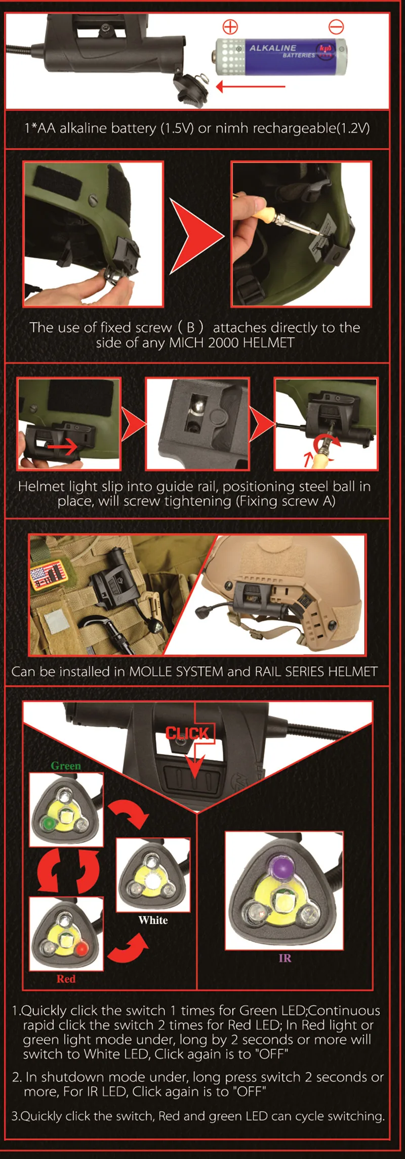 Evolução Noite Farol Cobrar Mpls Capacete Lanterna Iluminação Verde Vermelho Branco ir Laser Caça Militar Tático Luz 7 Luzes de armas