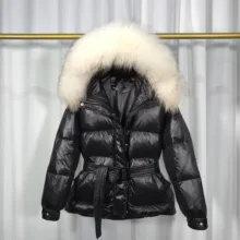 Женский зимний ультра-светильник с воротником из натурального меха енота, 90% белый утиный пух, Женская водонепроницаемая теплая куртка с капюшоном, верхняя одежда