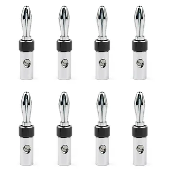 

Artudatech 8 PCS Solderless Banana Plug Rhodium-plated Speaker Cable Audio Connector Black Red Connector Jack Plug