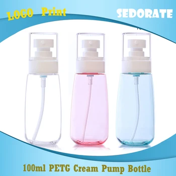 

Sedorate 20 pcs/Lot 100ML Plastic PETG Empty Travel Refillable Bottle Cream Serum Pump Cosmetic Bottle Containers FY014-1