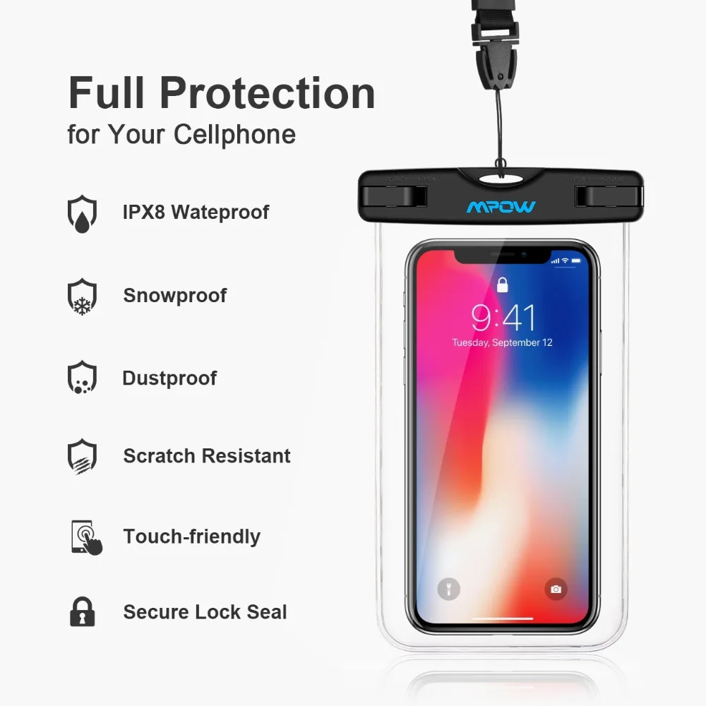 MPOW IPX8 водонепроницаемый чехол для телефона универсальная сумка для плавания и дайвинга Прозрачный чехол с ремешком для iPhone XS/X/8/7
