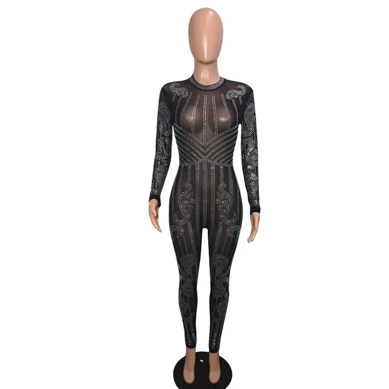 Женский сетчатый комбинезон стрейчевый костюм для вечеринок 2018|mesh jumpsuit|fashion