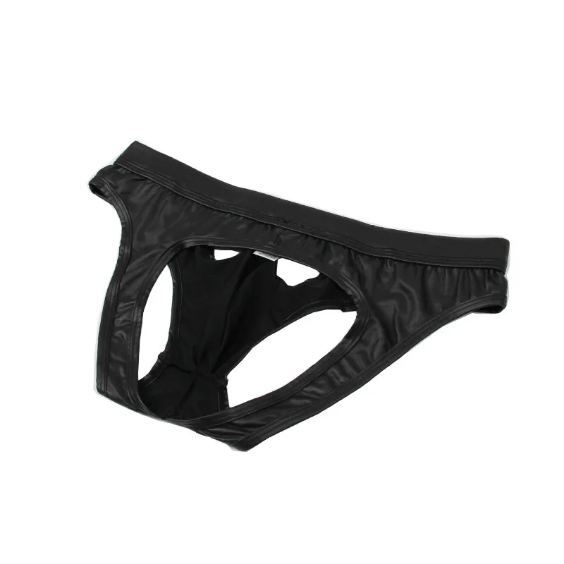 Sexy Male Panties Underpants Faux Leather Briefs Open Butt Backless Bikini Erotica Underwear Gay Fetish Men Lingerie best briefs for men