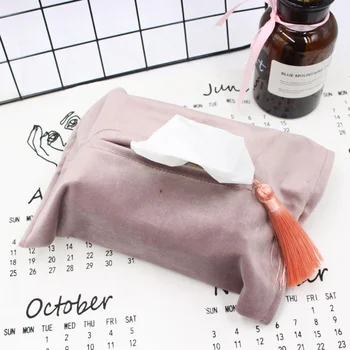 

2019 New Velvet Tissue Boxes Roll Paper Napkin Holder Cover Car Paper Towel Container Tissue Cases Home Desktop Decoration