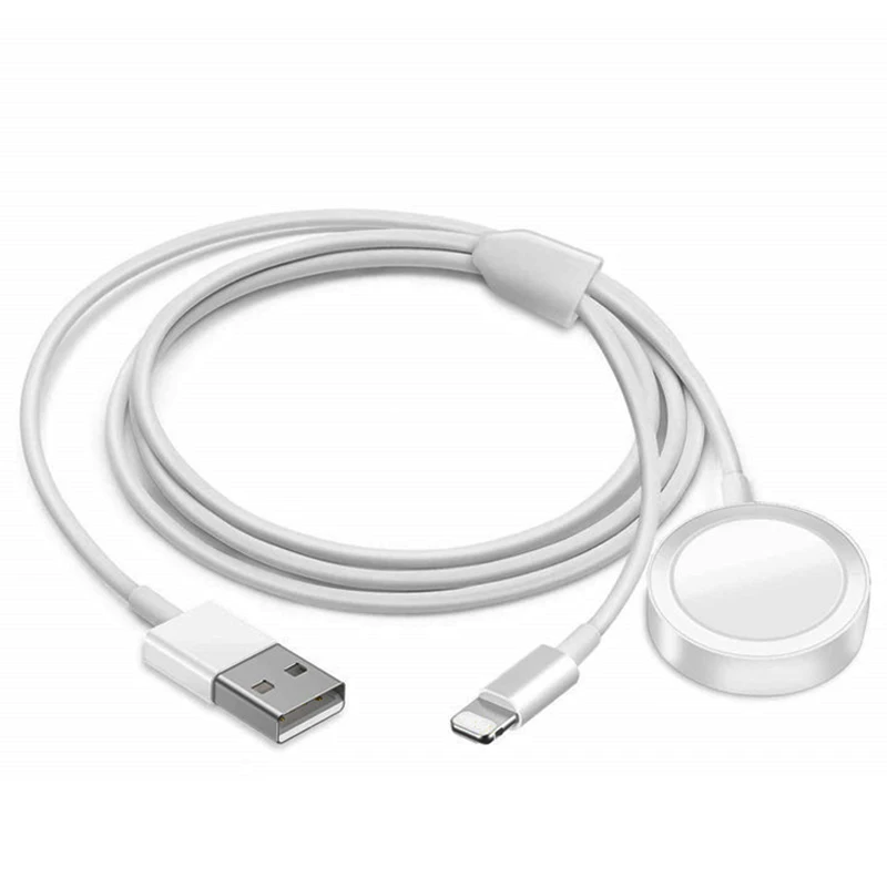 2 в 1 Беспроводное зарядное устройство магнитный для Apple Watch Series 4 3 2 1 iPhone X XS Max 7 8 Plus Портативный USB кабель для быстрой зарядки - Тип штекера: White