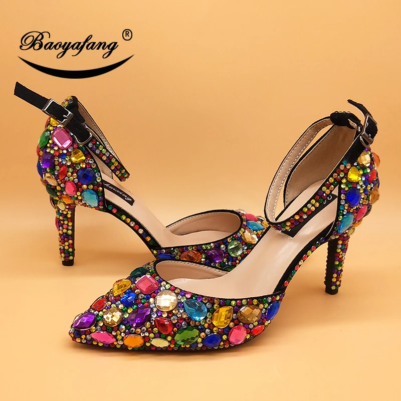 Women wedding shoes with matching bags Multicolored Crystal High heels platform shoes Ladies Paty Dress shoes women Pumps Women wedding shoes with matching bags Multicolored Crystal High heels platform shoes Ladies Paty Dress shoes women Pumps