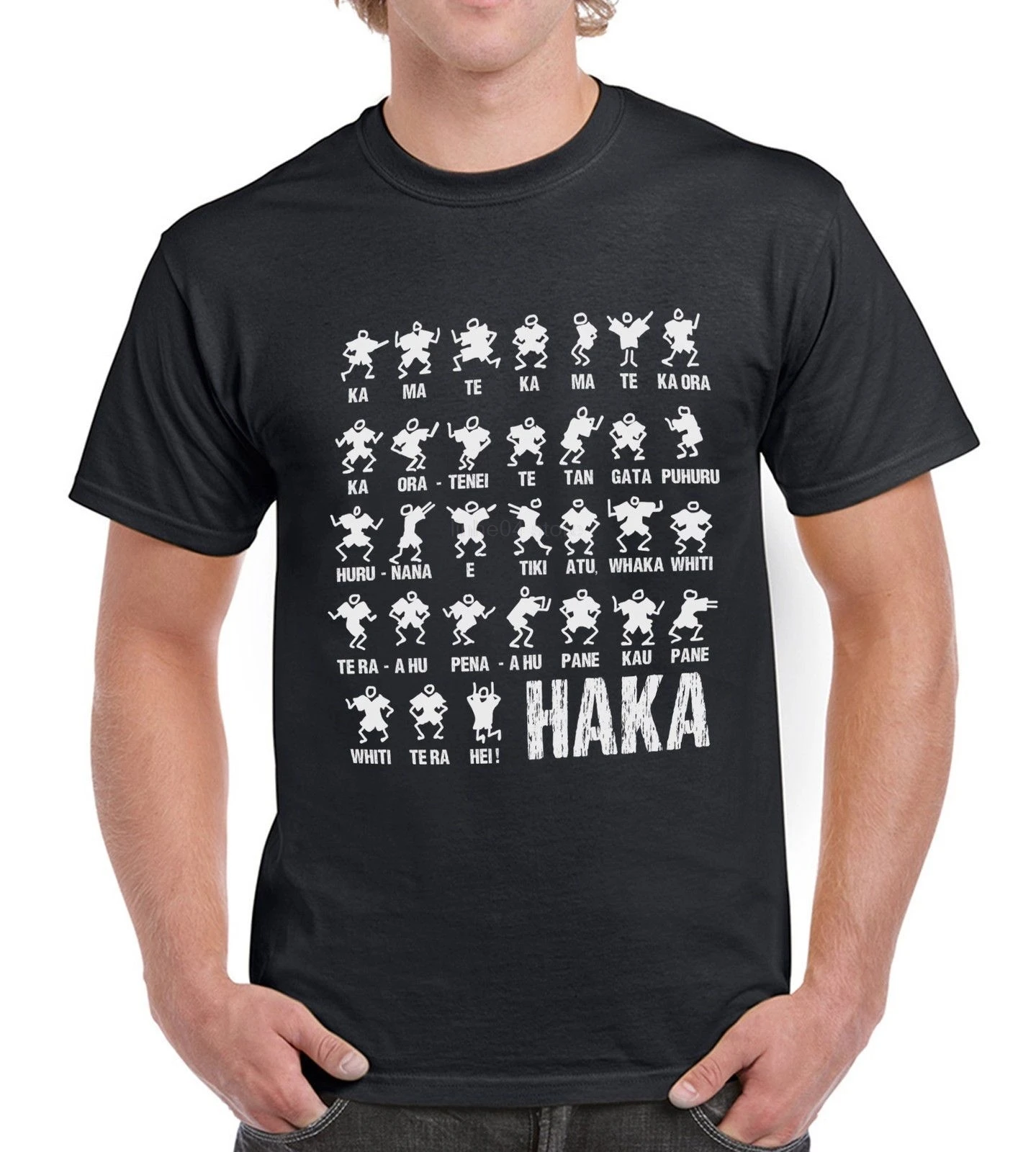 Haka Action Silhouette Mens mens New Zealand All T Shirt