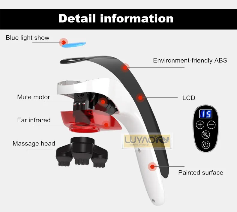 LUYAO Электрический шейный позвоночник Массажер устройство. Вибрирующий разминающий плечо назад шеи массажер Инфракрасный Шиацу. Расслабление тела