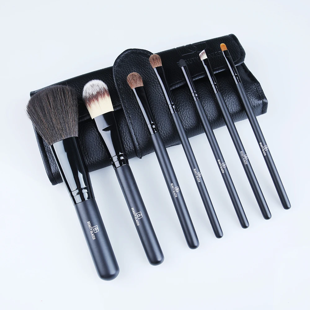 

Beauty Glazed 7pcs Makeup Brushes Set Maquiagem Powder Eye Kabuki Brush Complete Kit Cosmetics Beauty Tools with Leather Case