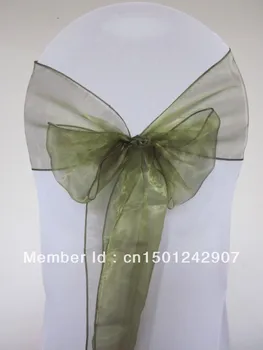 

Olive Green Sonw Organza Chair Sash For Wedding Event &Party Decoration