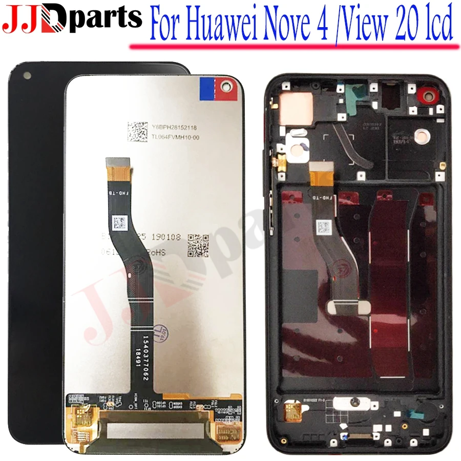 

Original 6.4" lcd Huawei honor view 20 v20 Display Screen Touch Digitizer Assembly huawei Nova 4 VCE-AL00 lcd Screen Replace
