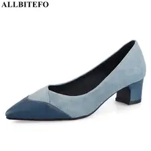 ALLBITEFO/Высококачественная Офисная Женская обувь из натуральной кожи на высоком каблуке; Разноцветные женские туфли на высоком каблуке; весенние женские туфли на каблуке
