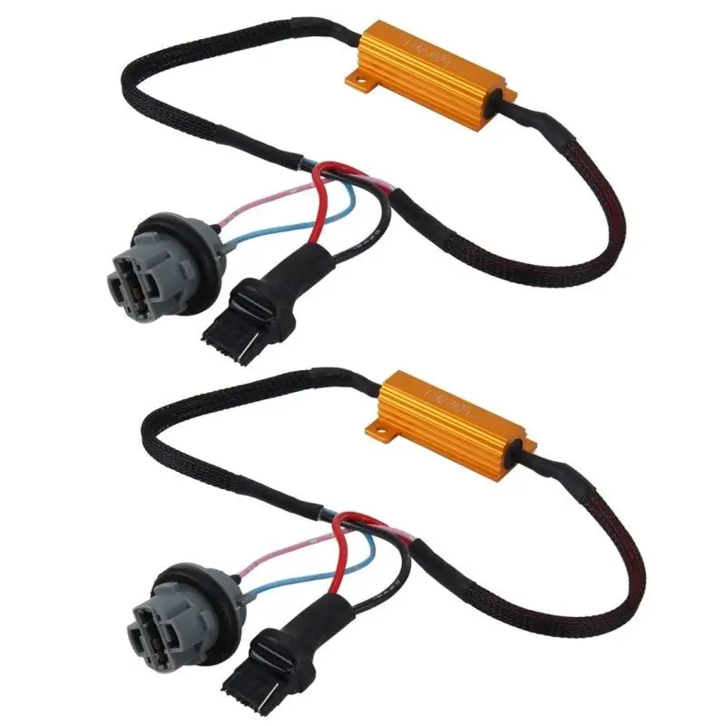 

2PCS 7440 50W 6ohm Gold Fuse LED Bulbs Fog Turn Brake Signal Load Resistor Wiring Canbus No Error Free Fix Flash Blink Hypers