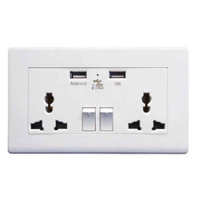 

Universal Dual 2 USB Electrical Socket 2100mA Electric Wall Power Sockets Outlet Adapter Plug Plate