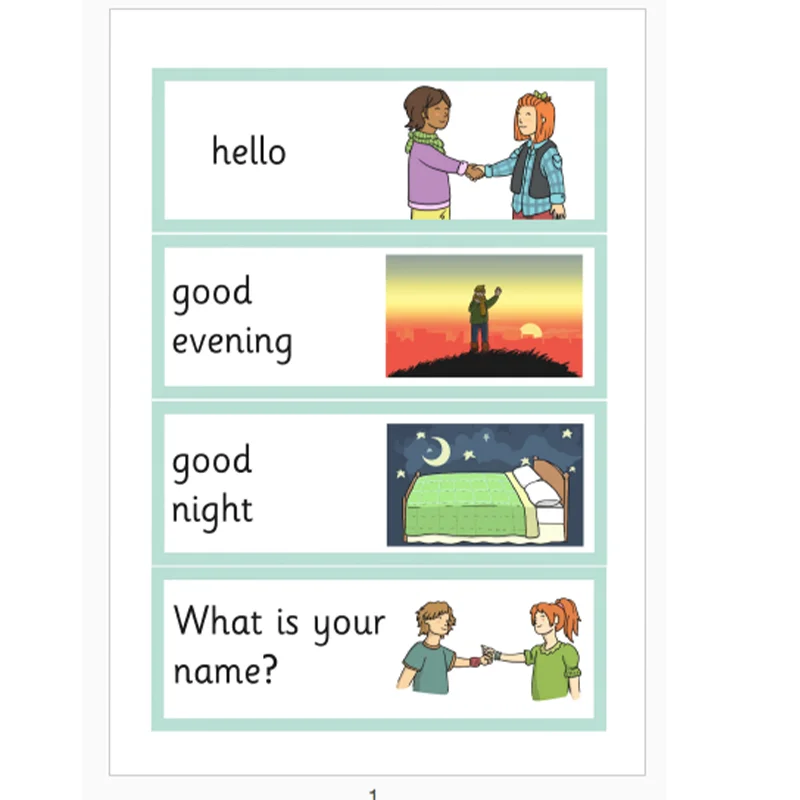 4Pcs/Set Learn English Flash Card Common Greeting Phrase Short Sentence
