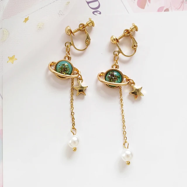 Fashion long earrings female girl pearl stud earrings Golden stars pearl tassel earrings female Women jewelry 