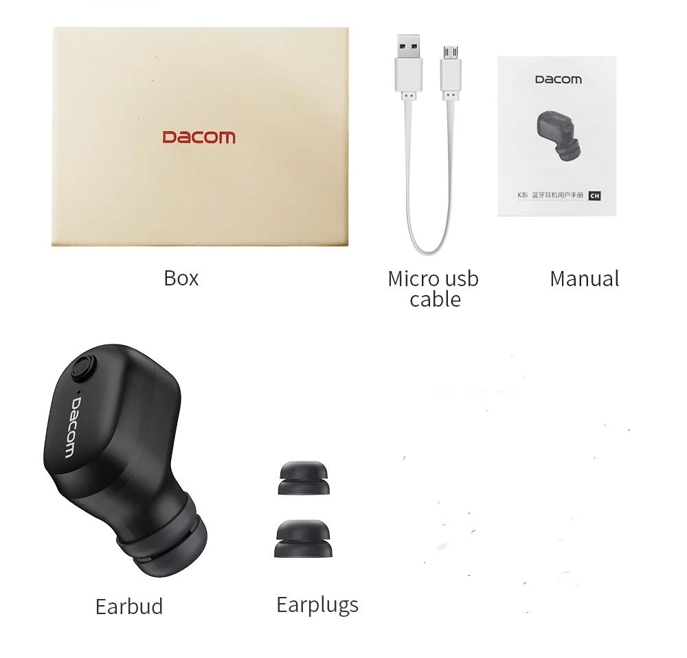 Новейшие Мини наушники Dacom K8i Bluetooth спортивные одиночные Беспроводные вкладыши в