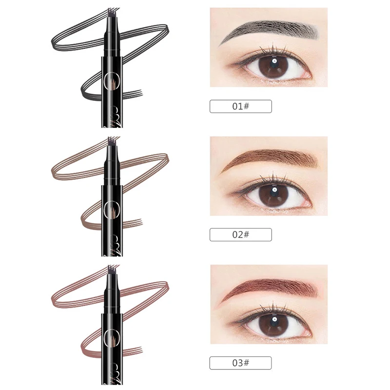 1pcs Liquid Eyebrow Pencil Waterproof with 4 Micro Fork Tip Simulate Real Eyebrows 5 Colors Eyes Makeup Cosmetic Eye Brow Pen