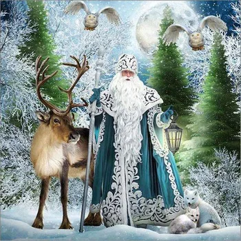 

Full Diamond Painting Santa And Animals Diy Diamond Embroidery Cartoon Decoration For Living Room Good Gift For The Family KBL