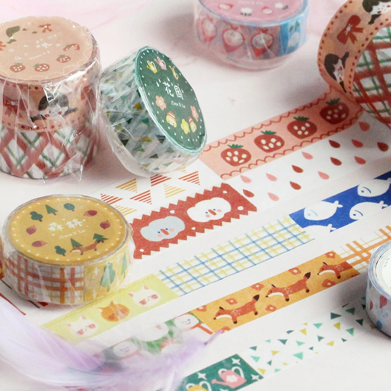 

Mohamm Kawaii Cute Collage Series Color Washi Masking Tape Release Paper Stickers Scrapbooking Stationery Decorative Tape