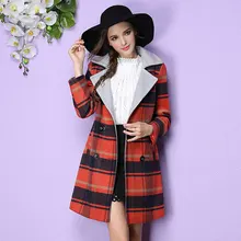 wind long woolen coat color Plaid slim wool coat woolen cloth women autumn and winter equipment the new 2016