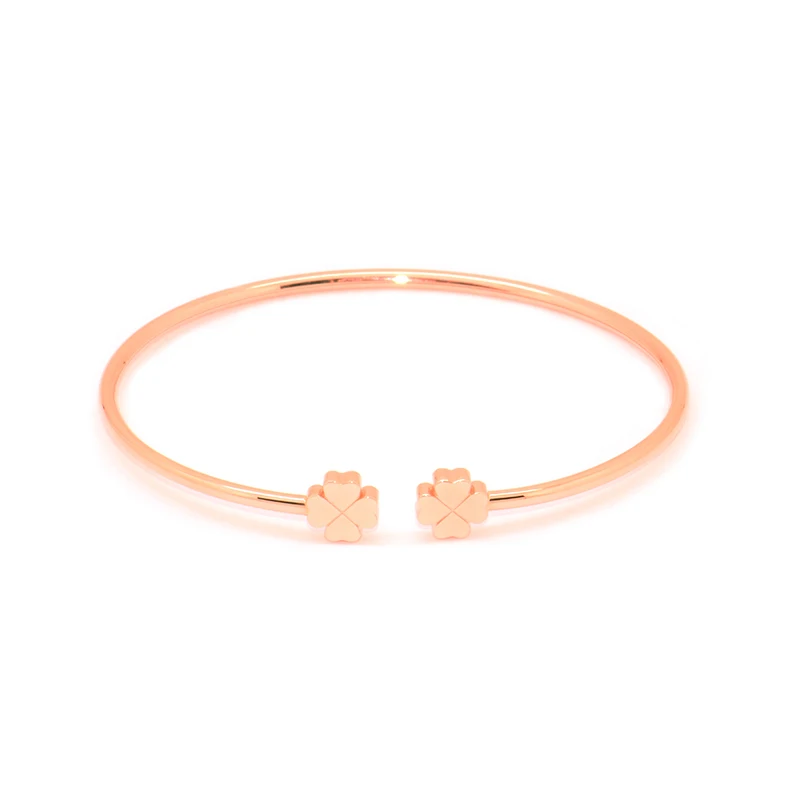 

18K rose gold gold double four-leaf open oval bracelet female bracelet
