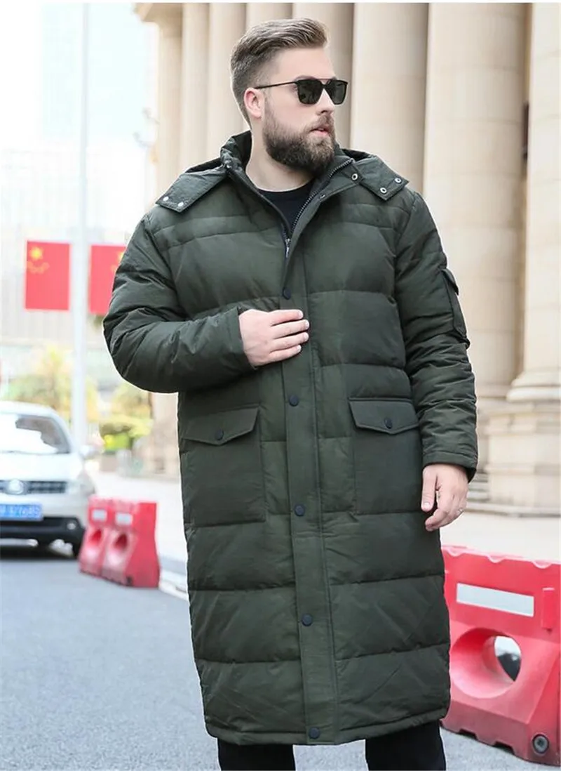 2018 Новый Для мужчин большой размер Стенд воротник куртка с капюшоном зима Для мужчин с длинным колени свободные Xasual пальто больше размер