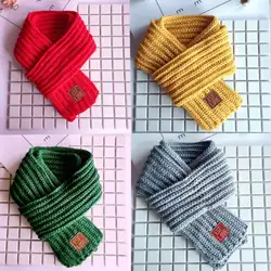 Новый корейский вариант для мужчин и женщин, детский осенне-зимний платок шарф, утолщенный теплый чистый цвет, вязаный воротник, красивый