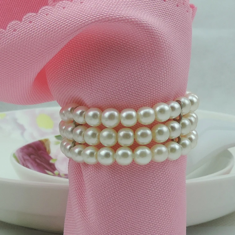

White Pearls Napkin Rings Hotel party Table Decorations supplies Luxury Party Napkin Rings Wedding Accessories