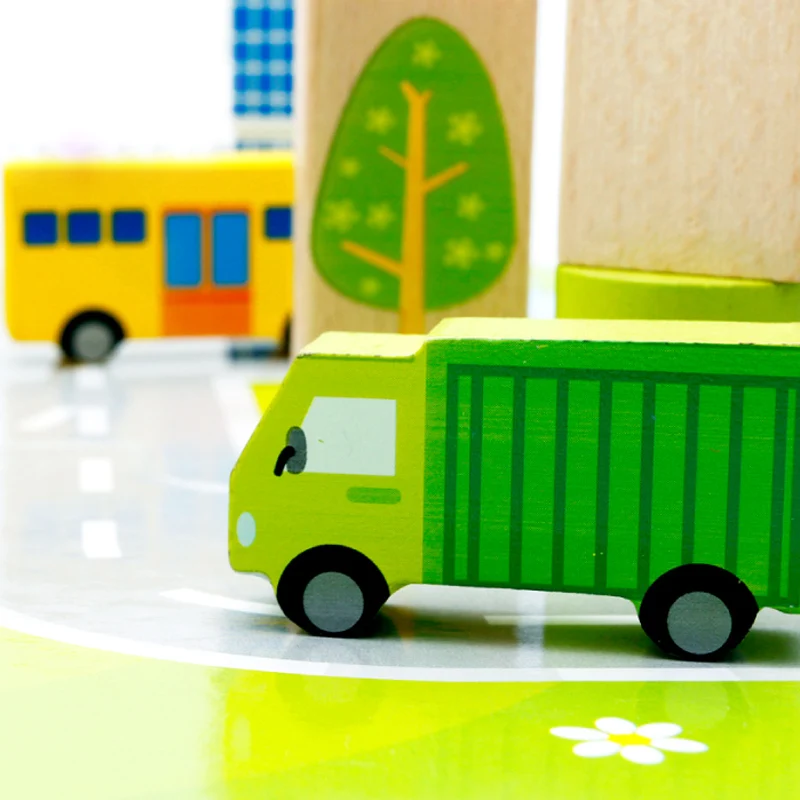 62 Деревянные игрушки для детей с умственными недостатками в городских дорожных сценах